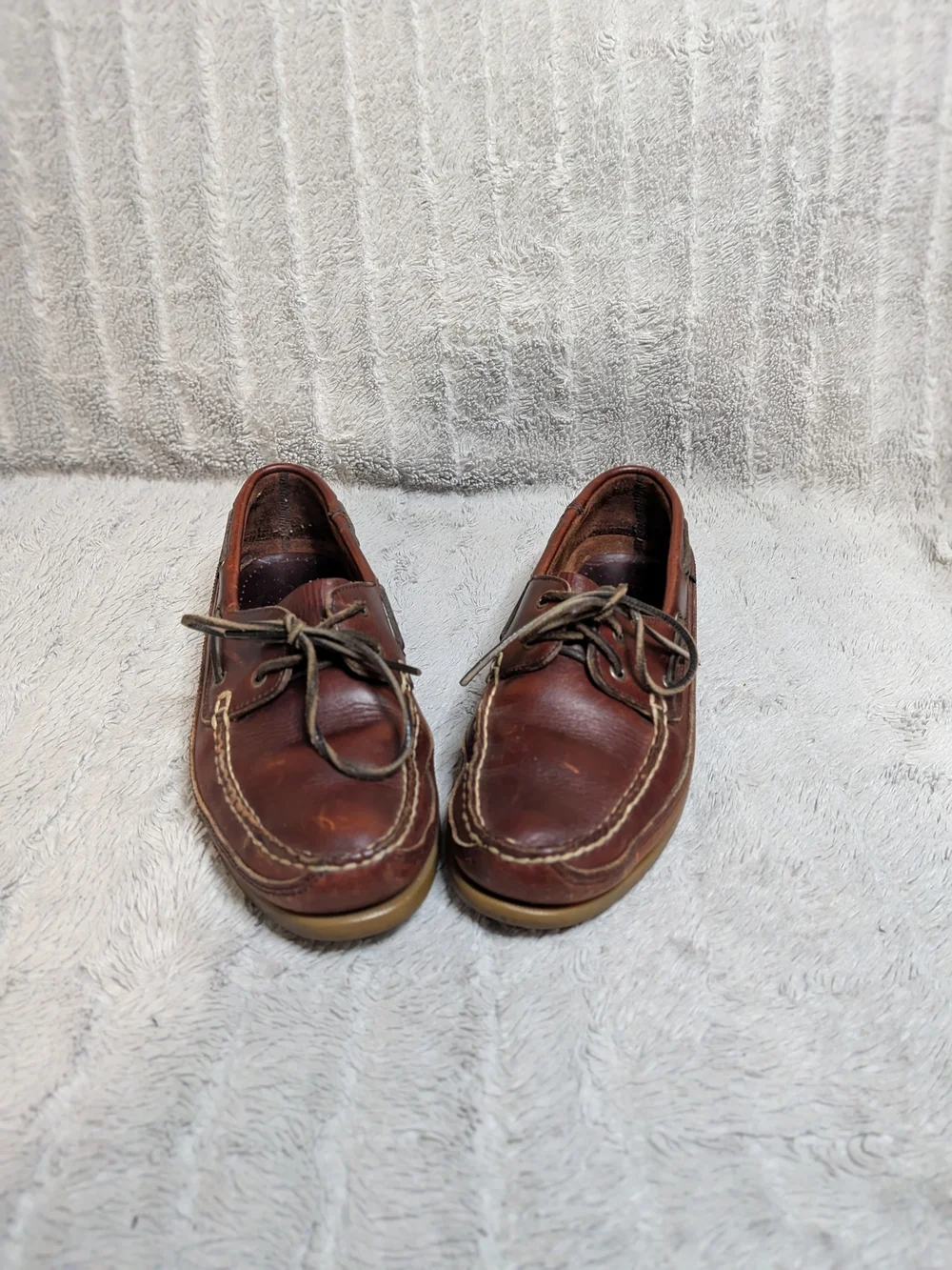 Dock Masters Men's Brown Leather Boat Shoes Size 9.5